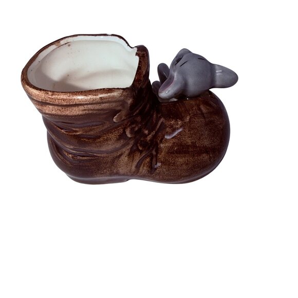 Vintage Ceramic Shoe Planter Lot Japan—Rooster Cottage, Mouse Boot, Train Boot - Picture 12 of 16